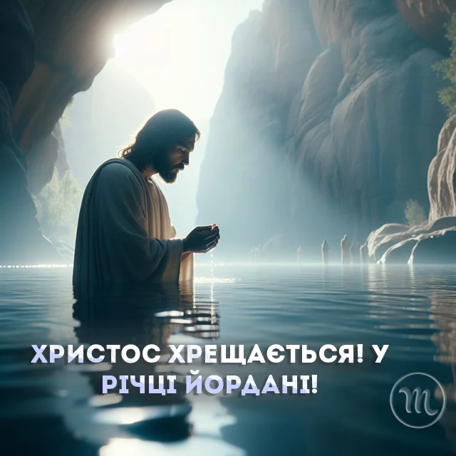 Новий рік 2024 - Христос хрещається! У річці Йордані! Найщиріші привітання для рідних та друзів з Водохрещем — українською