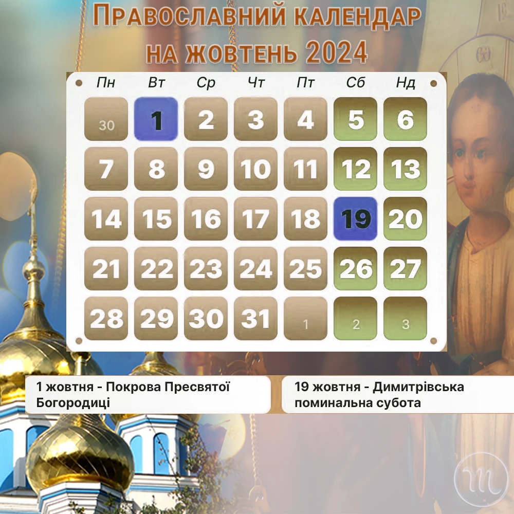 Без категорії - Покрови Пресвятої Богородиці і Димитрівська субота за новим стилем: церковний календар на жовтень 2024 року
