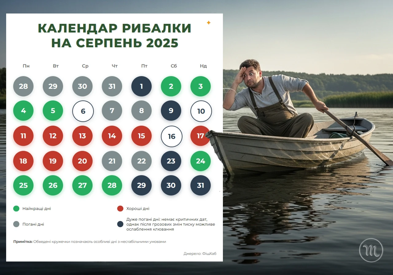 Без категорії - Календар рибака на серпень 2025: коли краще ловити рибу та як збільшити свій улов