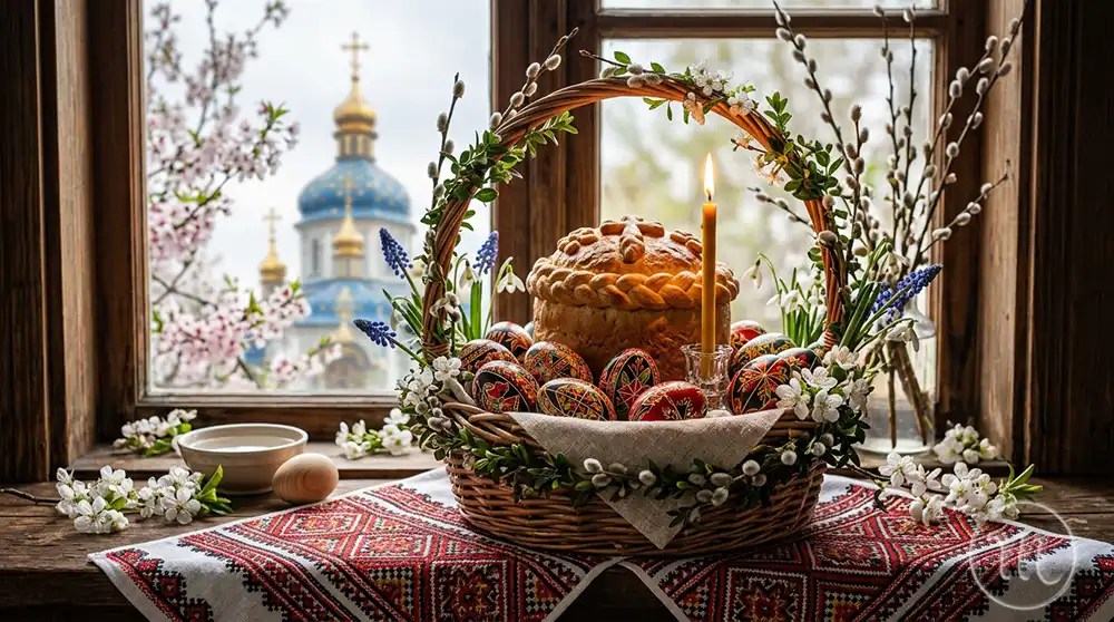 Православний Календар На Квітень 2026: Від Вербної Неділі До Апостола Якова Modista - Жіночий журнал Православний календар на квітень 2026: великодній кошик з паскою та крашанками.
