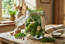 The Secret Household Staple That Makes Pickles Instantly Crispy in Just 24 Hours Процес приготування хрустких малосольних огірків на мінералці з часником та кропом.