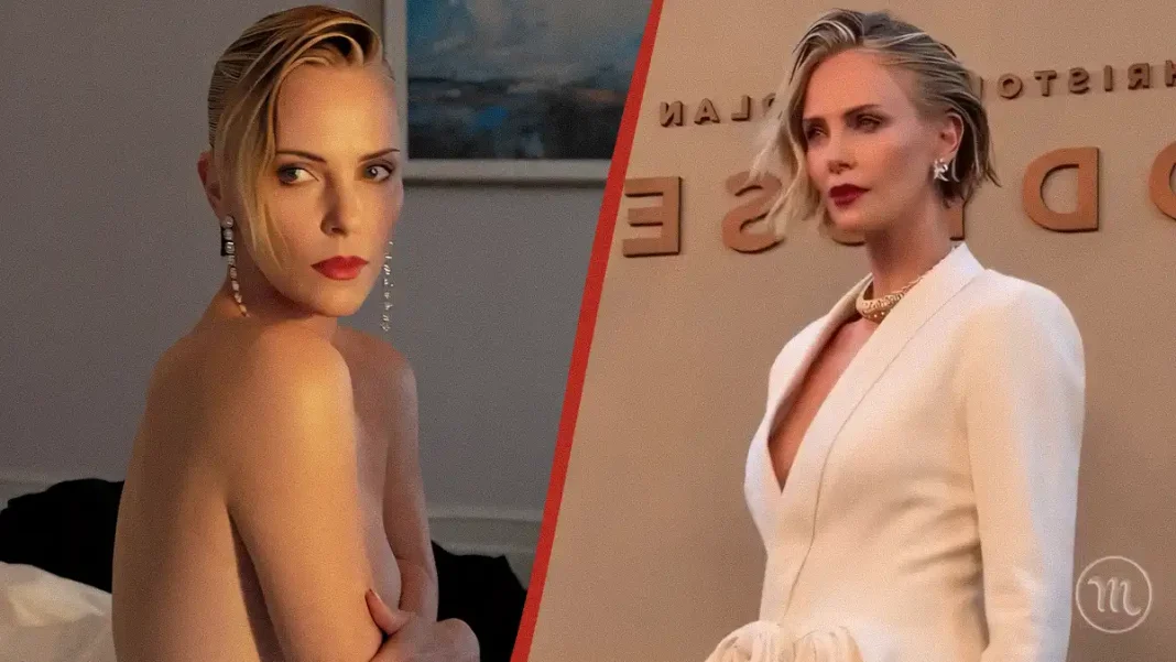 UA: Шарліз Терон На Прем'єрі Фільму Без Спідньої Білизни | PL: Charlize Theron na premierze filmu bez bielizny | EN: Charlize Theron At The Premiere Of The Movie Without Underwear UA: Шарліз Терон у білій сукні-жакеті з глибоким вирізом на червоній доріжці прем'єри фільму | PL: Charlize Theron w białej marynarce z głębokim dekoltem na czerwonym dywanie premiery filmu | EN: Charlize Theron in a white jacket dress with a plunging neckline on the red carpet of the premiere of the film