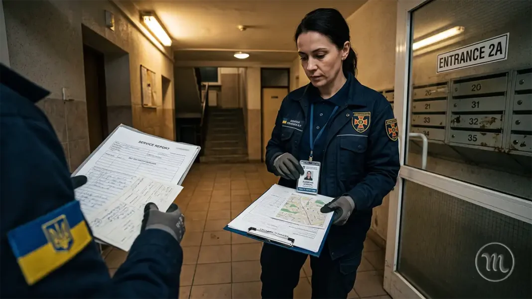 Хто Має Право Зайти В Квартиру Без Дозволу — Закон Та Недоторканність Житла В Україні 2026 Фотографія двох працівників комунальної служби у під'їзді житлового будинку.